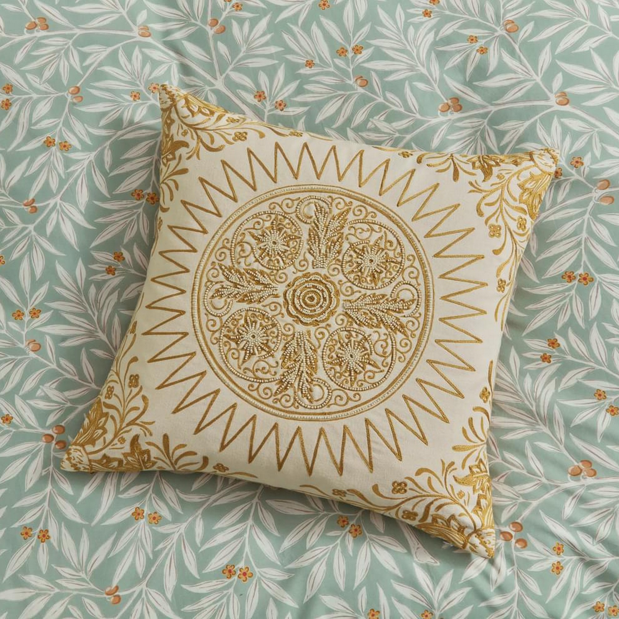 Morris Room Willow Cushion By Morris Co X Va In Gold Yellow